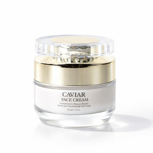 Caviar Face & Neck Cream with Niacinamide & Coq10 - Anti-Aging Face Cream with Hyaluronic Acid, Squalane & Marine Collagen for Firming & Hydration – Lightweight Moisturizer for Youthful Glowing Skin