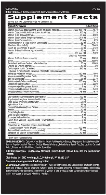 GNC Mega Men 50 Plus Multivitamin for Men, Heart & Prostate, 120 Count