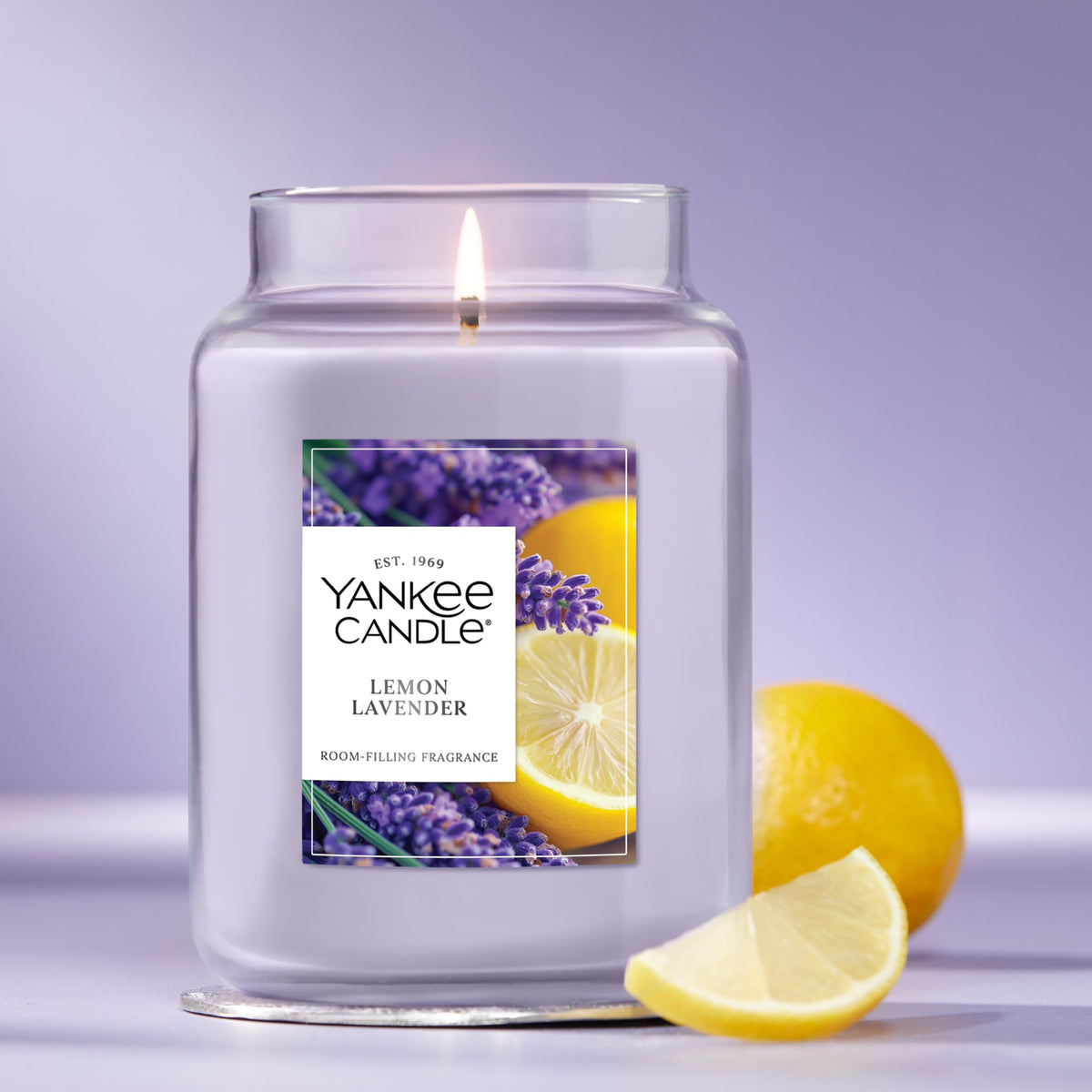 Yankee Candle Dried Lavender & Oak, Scented Candle, 22oz Large Jar with up to 150 Hour Burn Time, Giftable, Birthdays