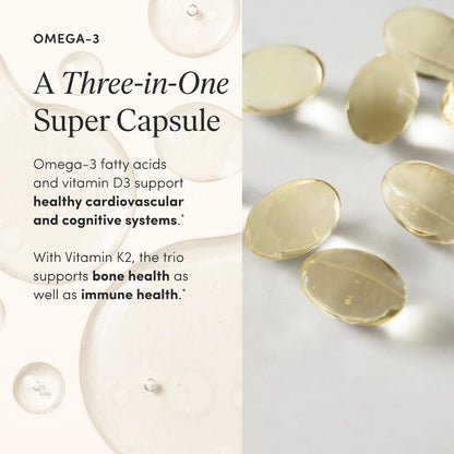 The 'Pause Life Omega 3, Vitamin D3 & K2 Fish Oil Supplement, 120 Softgels
