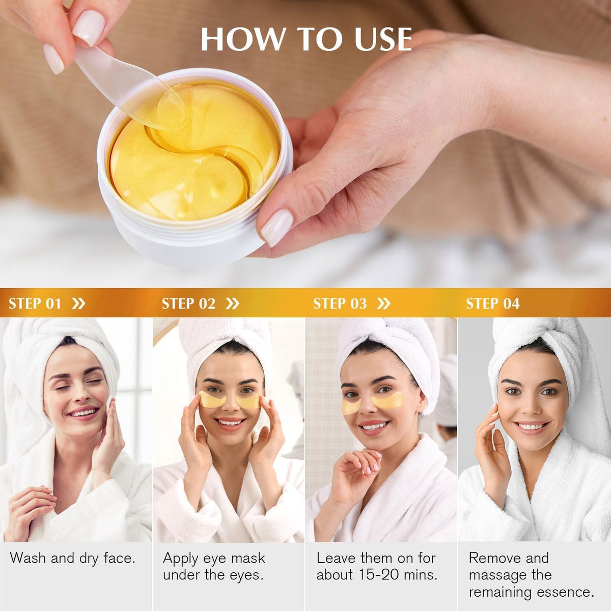 Enaskin Naturals 24K Gold Under Eye Patches for Dark Circles & Puffiness